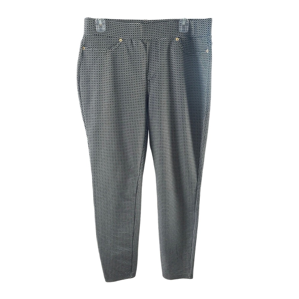 Michael Kors Geometric Print Ankle Pants Women's Large‎ Stretch Pull-On Slim Fit